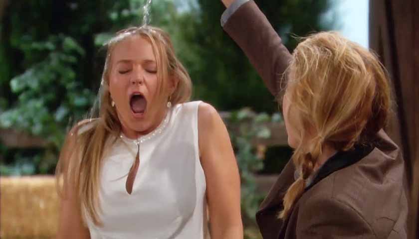 Y&R: Nikki pours water over Sharon's head